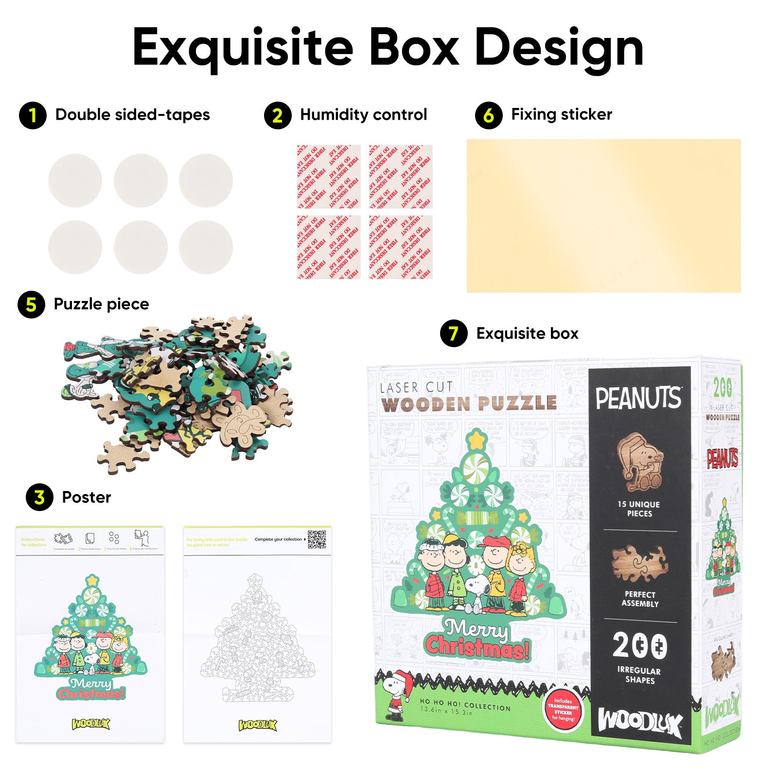 a wooden Christmas tree puzzle set